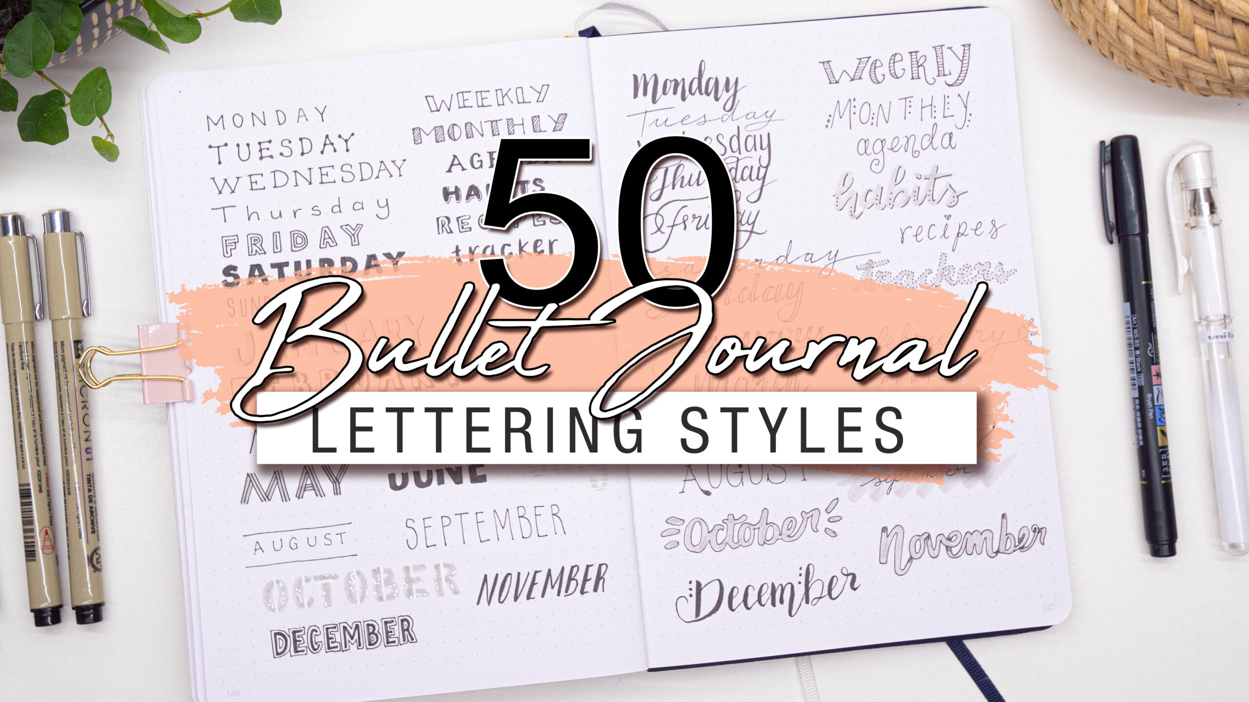 50 Bujo LETTERING Styles | PLAN WITH ME | Learn new fonts