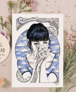 'In the Clouds' Downloadable Print | Black & Blue Artwork