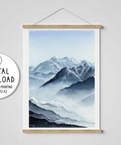 Himalayan Mountains Serene Watercolour Artwork | Downloadable Print