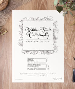 Brush Pen Calligraphy Worksheet Set | Ribbon Style