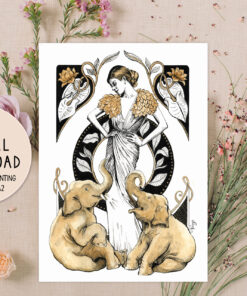 'Aliyā' Downloadable Print | Black & Ochre Artwork