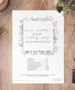 Brush Pen Calligraphy Worksheet Set | Love Letter Style